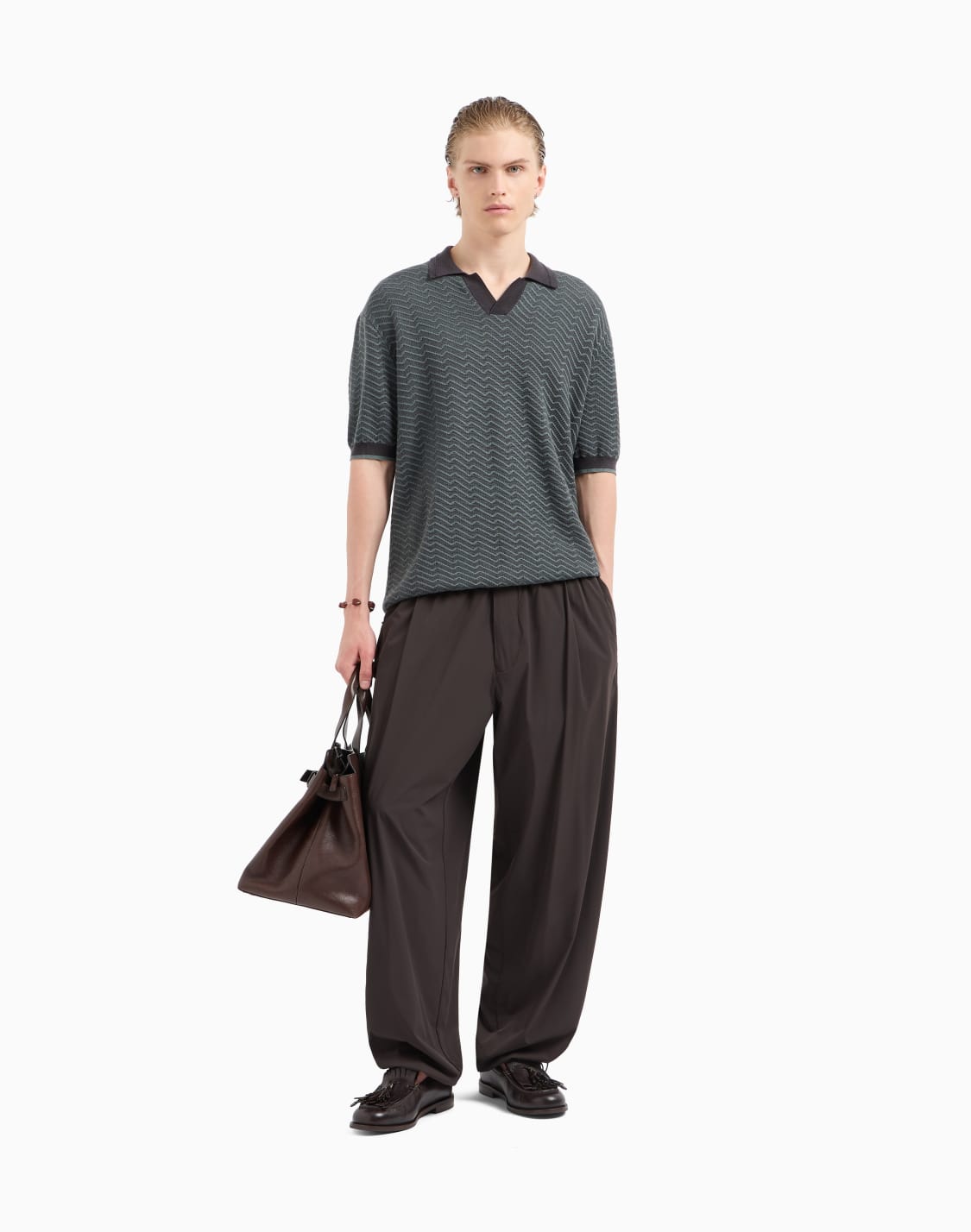 maglia-collo-polo-in-misto-lana-e-lyocell-punti-fantasia-asv-grigio--emporio-armani