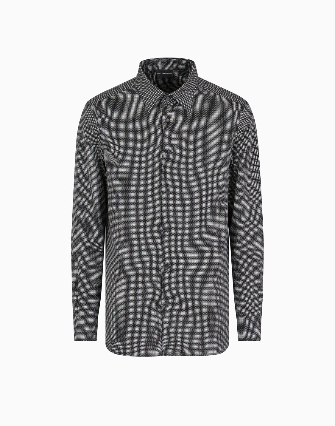 camisa-de-algodn-elstico-estampado-negro--emporio-armani