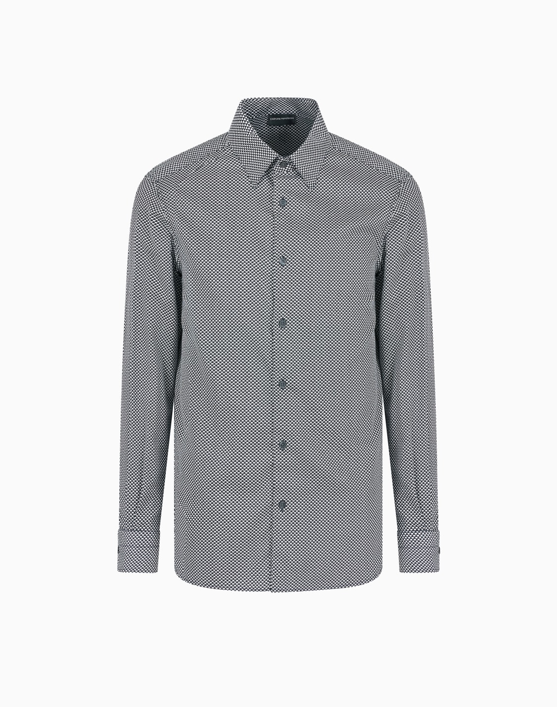 camisa-de-algodn-elstico-estampado-negro--emporio-armani