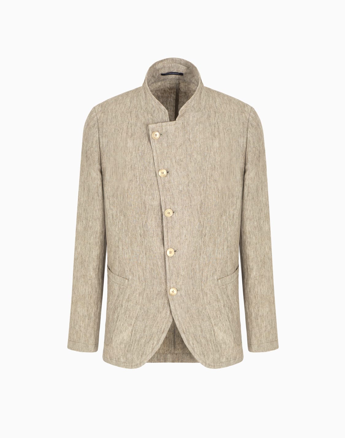 guru-collar-jacket-with-off-centre-fastening-in-faded-linen-with-a-crpe-feel-brown--emporio-armani