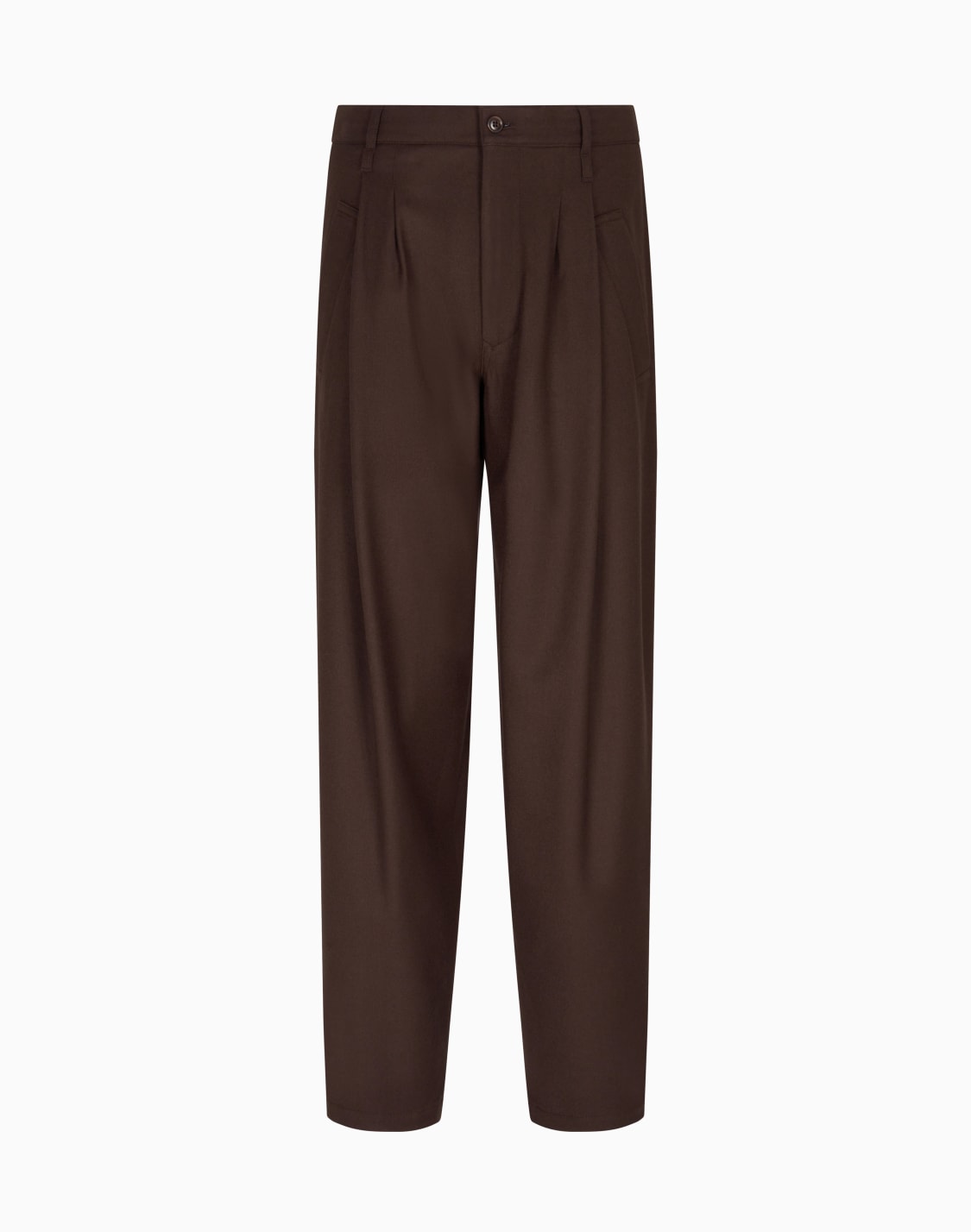 hose-mit-bundfalte-aus-leichter-wolle-braun--giorgio-armani