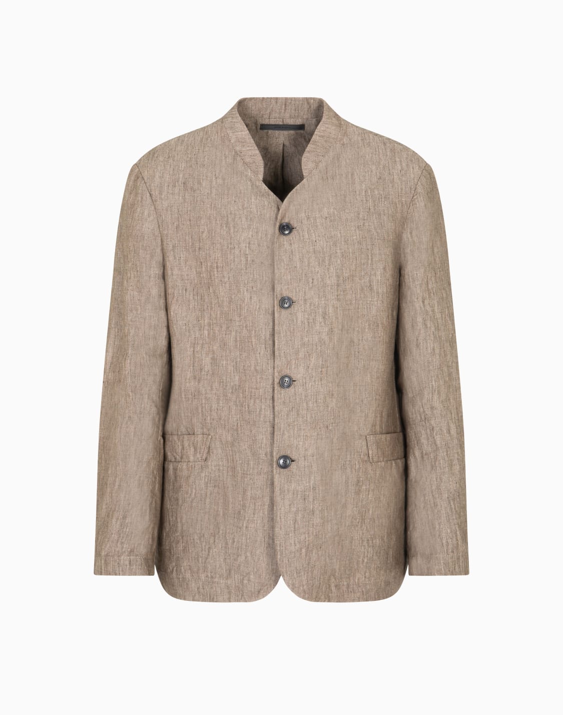シングルブレストジャケット-リネンシャンブレ-フェド加工-ベジュ--giorgio-armani