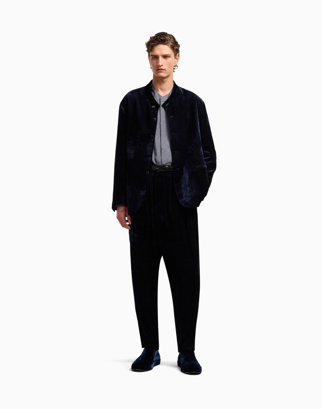 giorgios-シャツ-シルクツイル-斜めプリント-グレ--giorgio-armani
