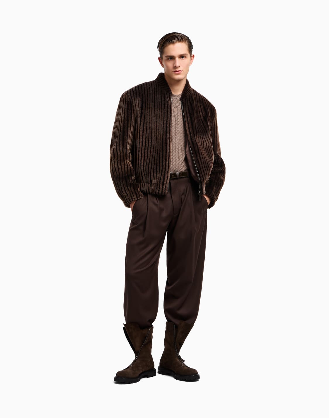 hose-mit-bundfalte-aus-leichter-wolle-braun--giorgio-armani