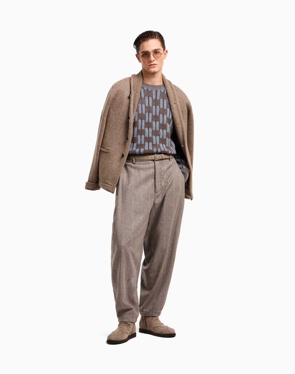 textured-camel-wool-crewneck-sweater-marron--giorgio-armani