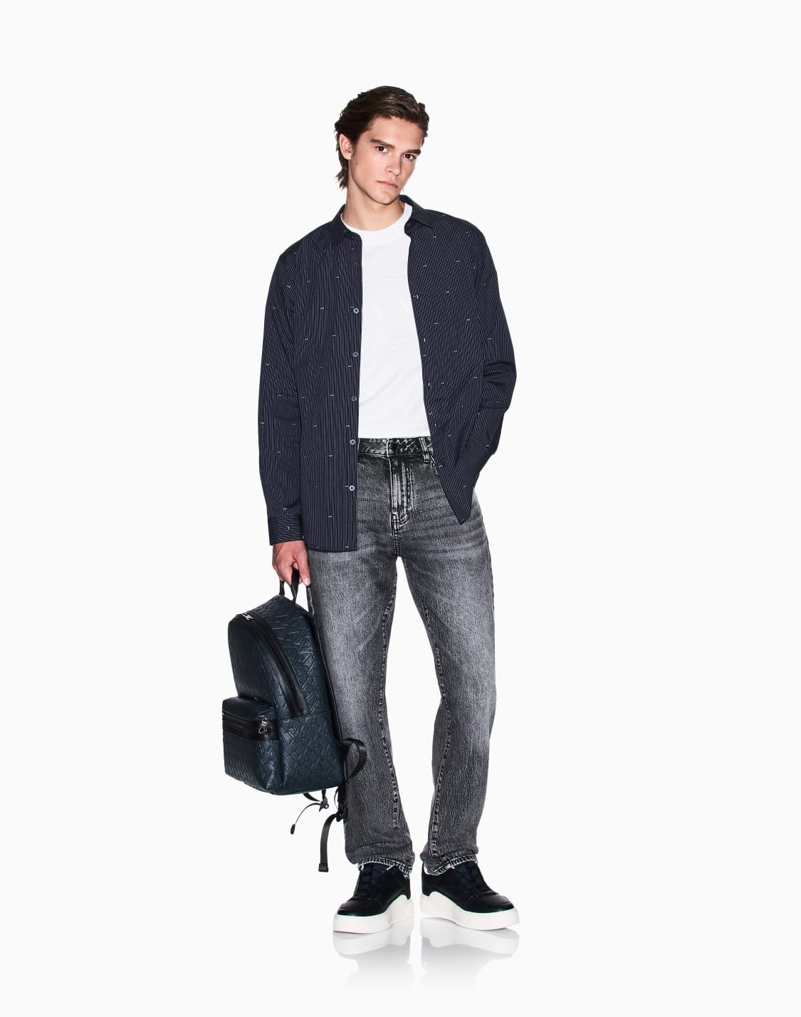 camisa-de-algodn-jacquard-de-corte-regular-azul-marino--armani-exchange