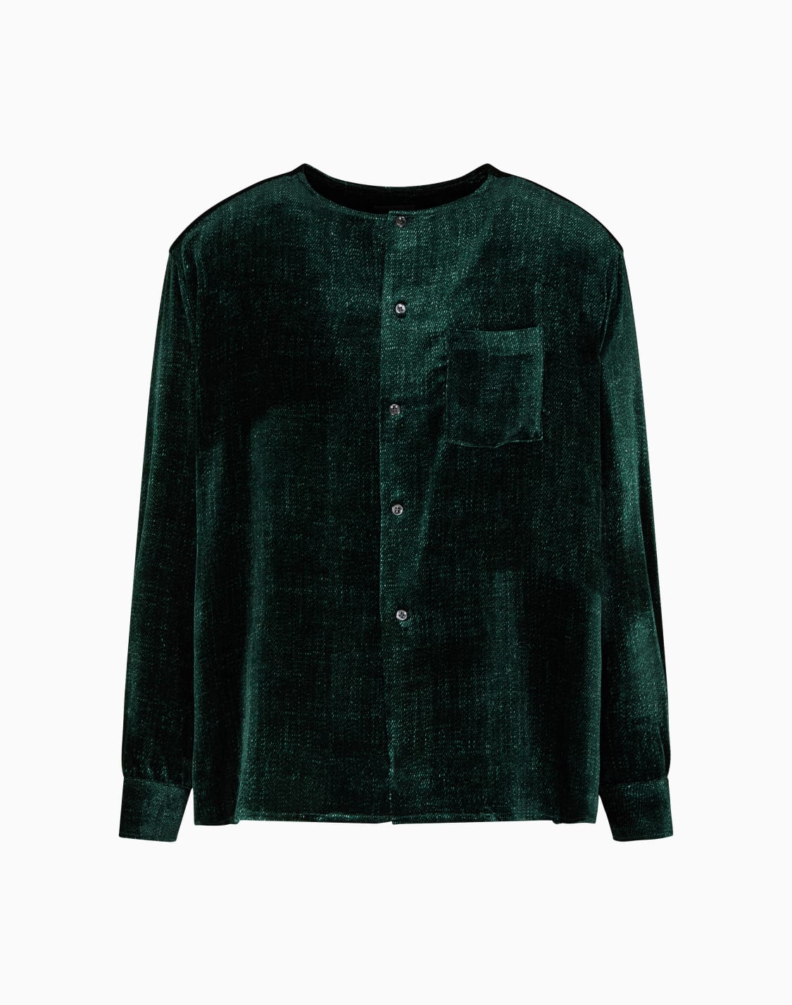 camisa-de-cuello-redondo-en-terciopelo-estampado-verde--giorgio-armani