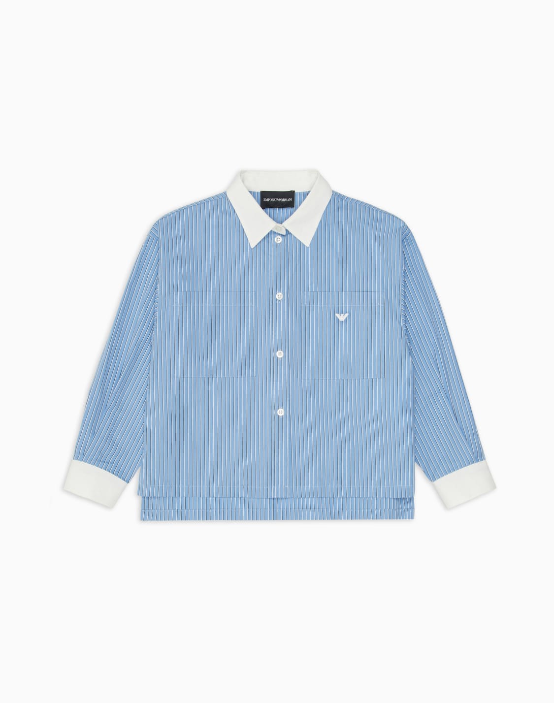 ストライプシャツ-コントラストトリム-ブル--emporio-armani