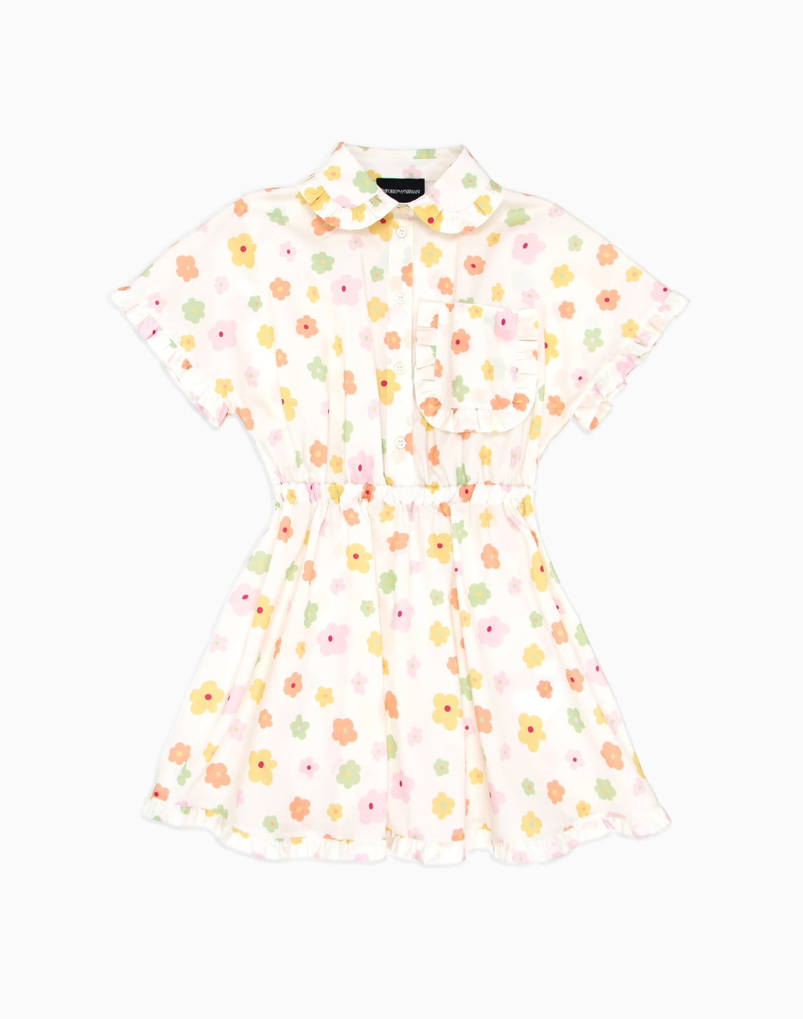 poplin-dress-with-elasticated-waist-and-all-over-print-multicoloured--emporio-armani