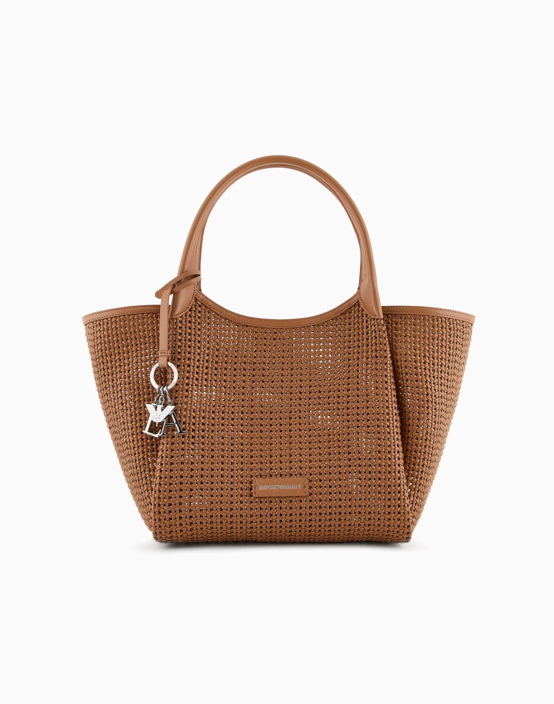 ショッパ-編み込み-ロゴチャム-キャメル--emporio-armani