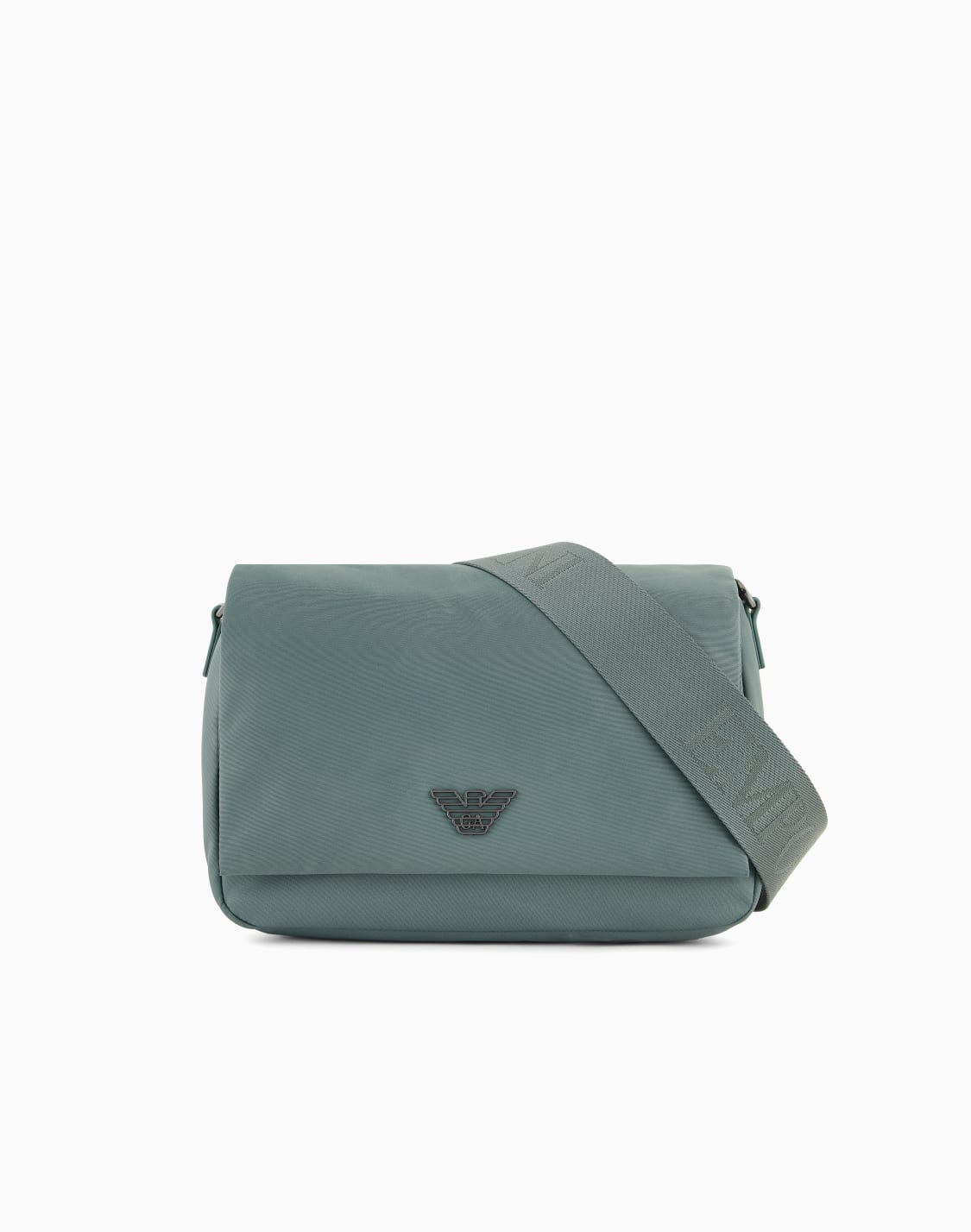 borsa-a-tracolla-con-patta-in-nylon-riciclato-asv-verde--emporio-armani