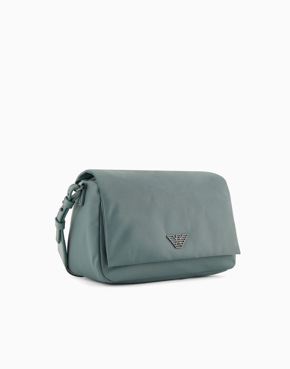 borsa-a-tracolla-con-patta-in-nylon-riciclato-asv-verde--emporio-armani