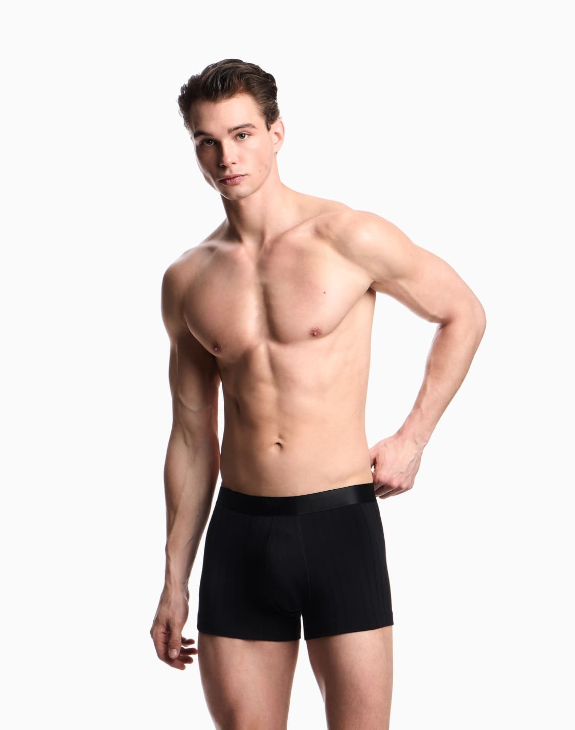 ボクサパンツ-モダル混紡-ウィンタストライプ-ブラック--emporio-armani
