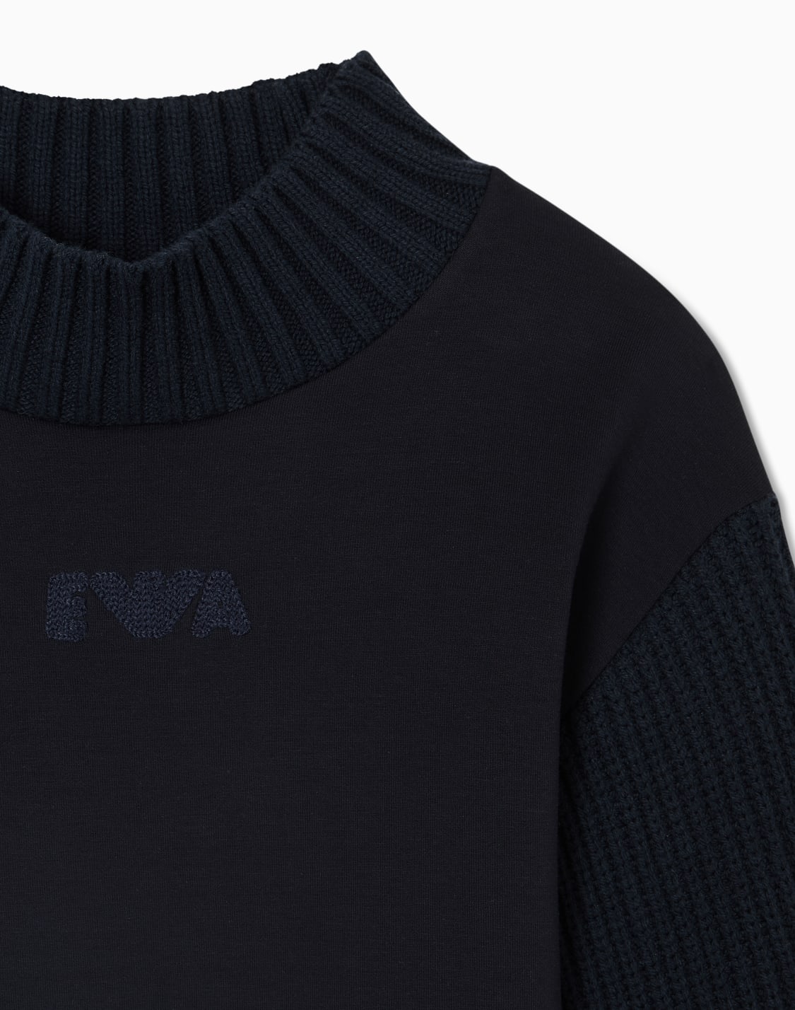 double-jersey-dress-with-knit-sleeves-navy-blue--emporio-armani