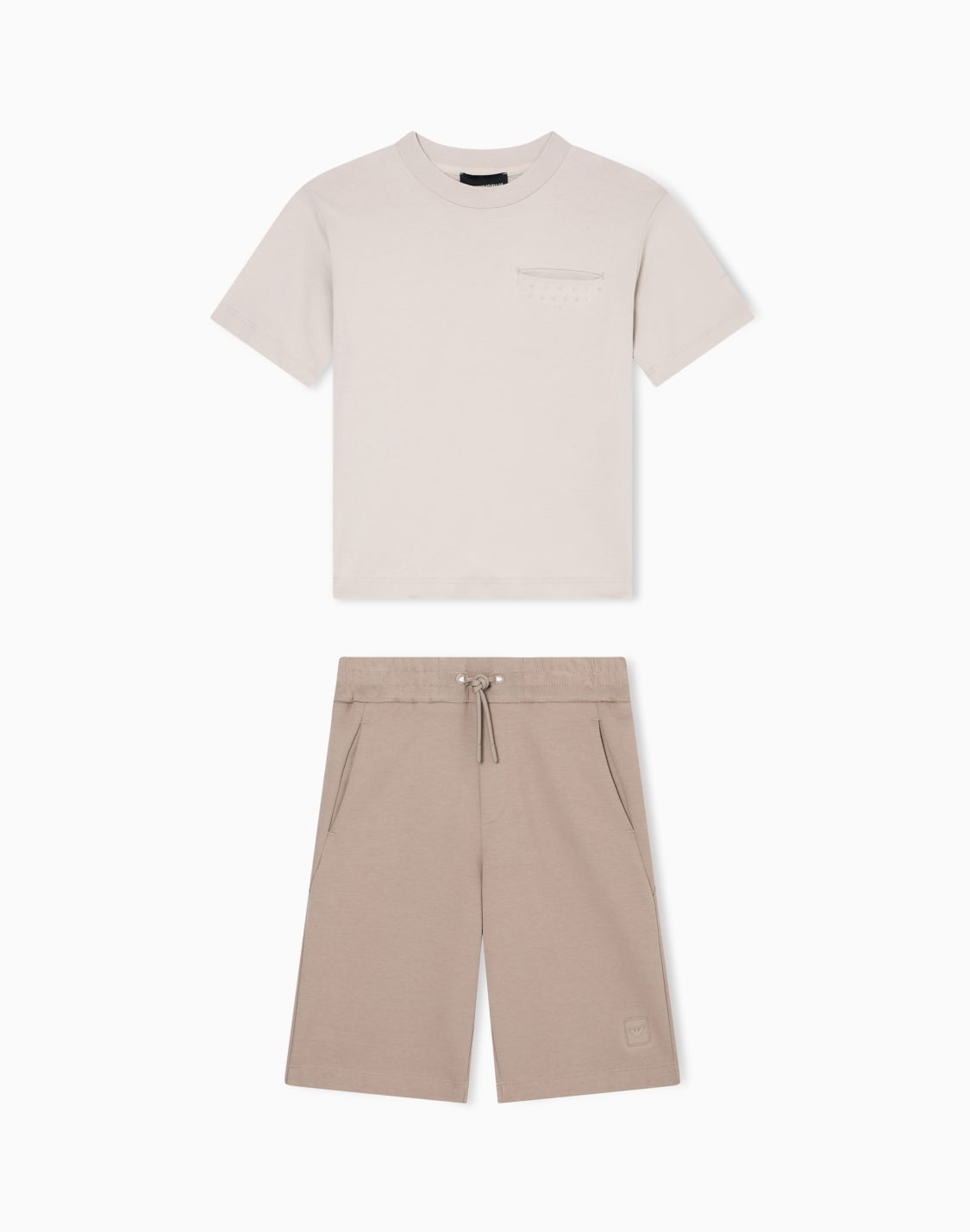 t-shirt-and-bermuda-shorts-set-in-interlock-jersey-beige--emporio-armani