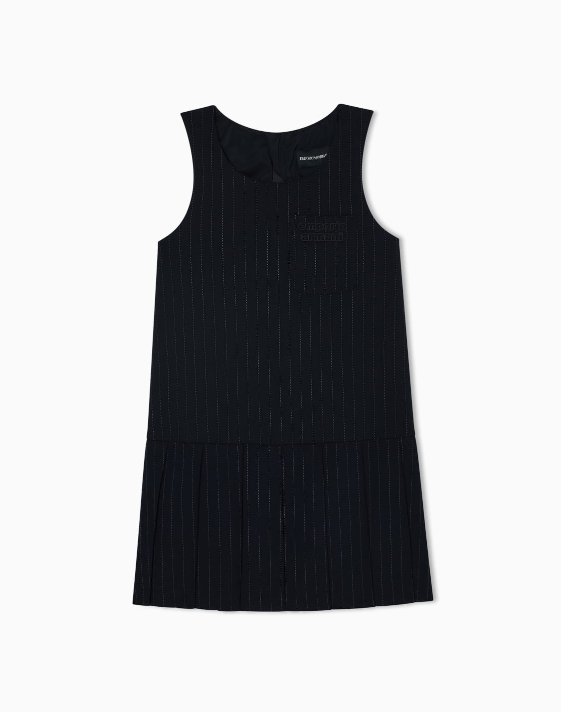 ノスリブドレス-ウル混紡-ピンストライプ-ブル--emporio-armani