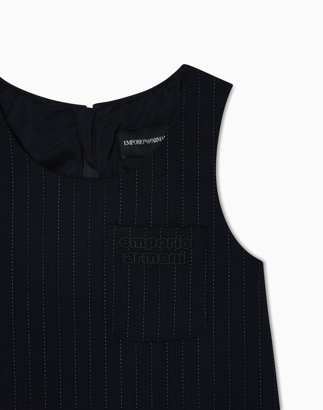 ノスリブドレス-ウル混紡-ピンストライプ-ブル--emporio-armani
