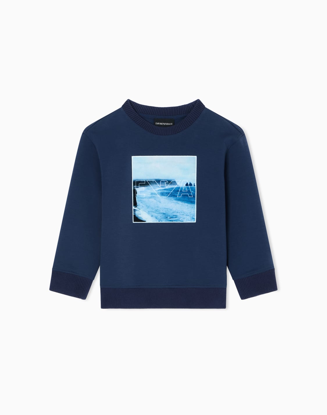 スウェットシャツ-ダブルジャジ-ウィンタクラウドプリント-ブル--emporio-armani