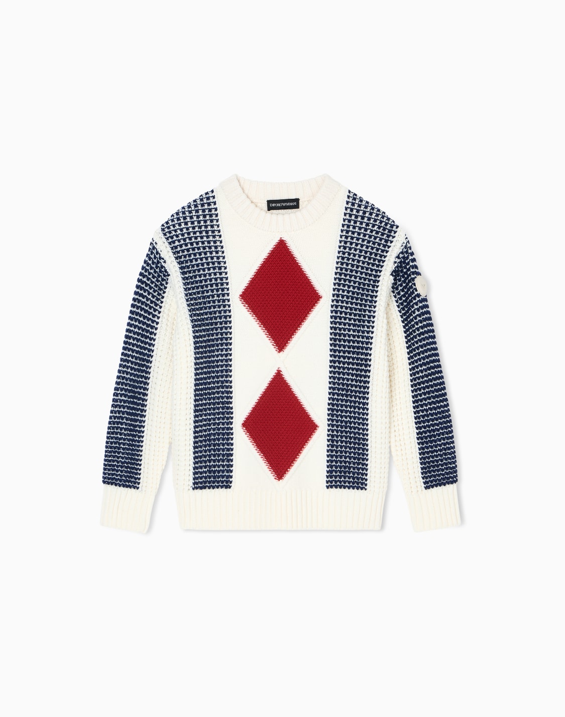 セタ-ミックスニット-オバサイズダイヤモチフ-ブル--emporio-armani