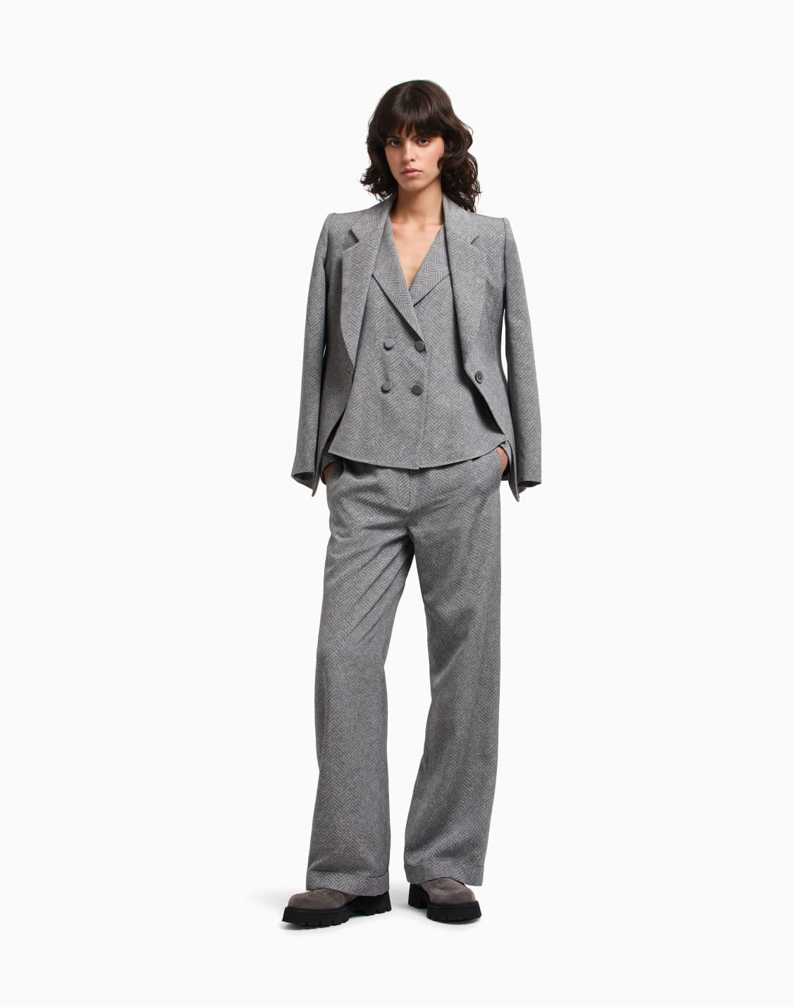 veste-chemise-en-mlange-de-viscose-chevron-icon-gris--emporio-armani