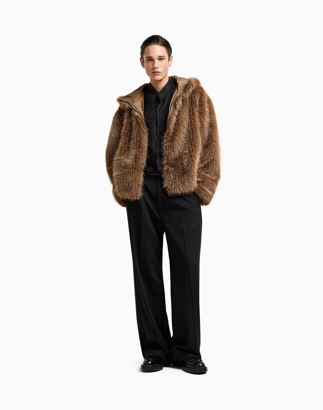faux-fur-hooded-blouson-camel--emporio-armani