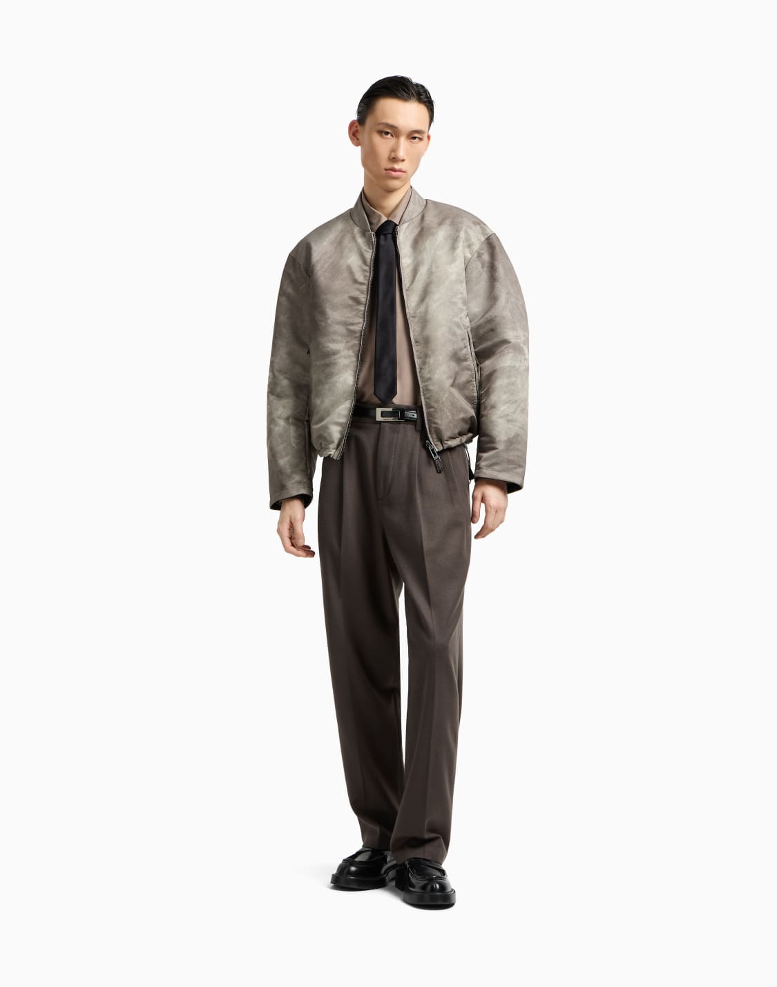 リバシブルジャケット-ナイロン-オバサイズイグルプリント-ブラウン--emporio-armani