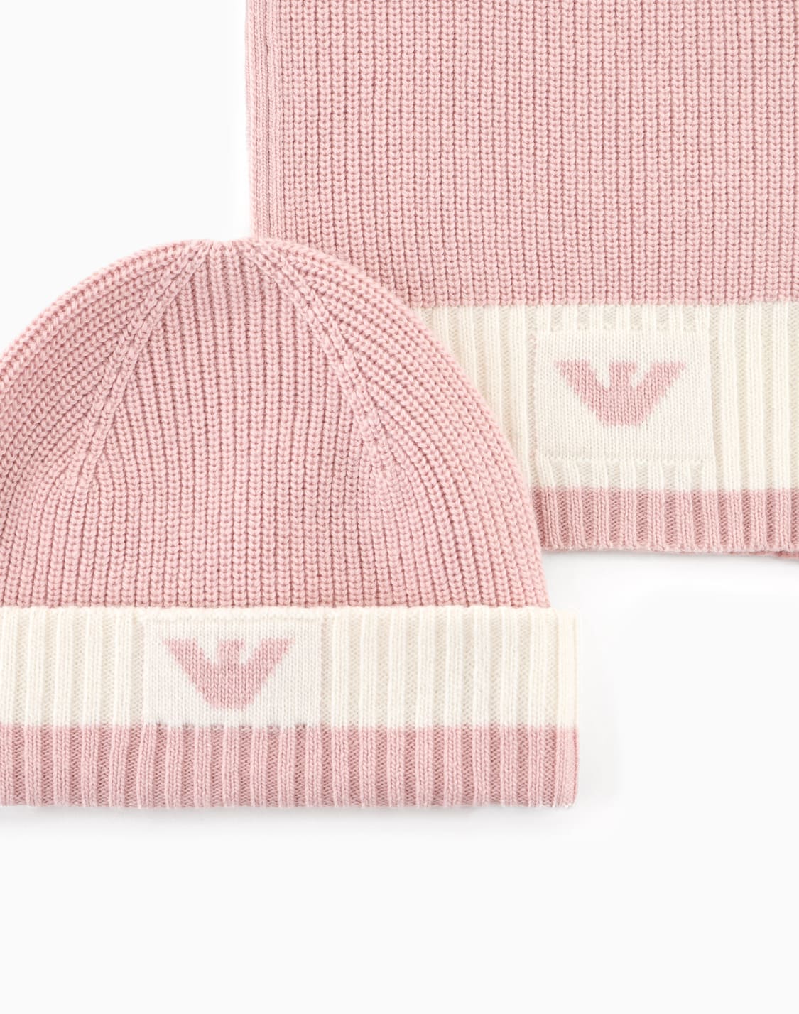 ensemble-bonnet-et-charpe-en-mlange-de-laine-rose--emporio-armani