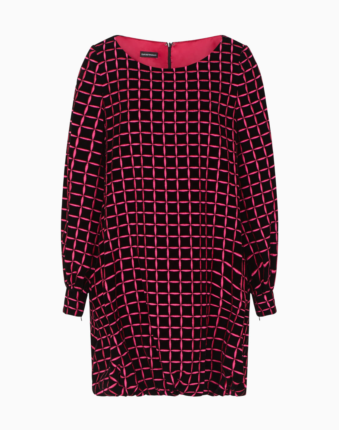 short-velvet-dress-with-embroidered-check-motif-pink--emporio-armani