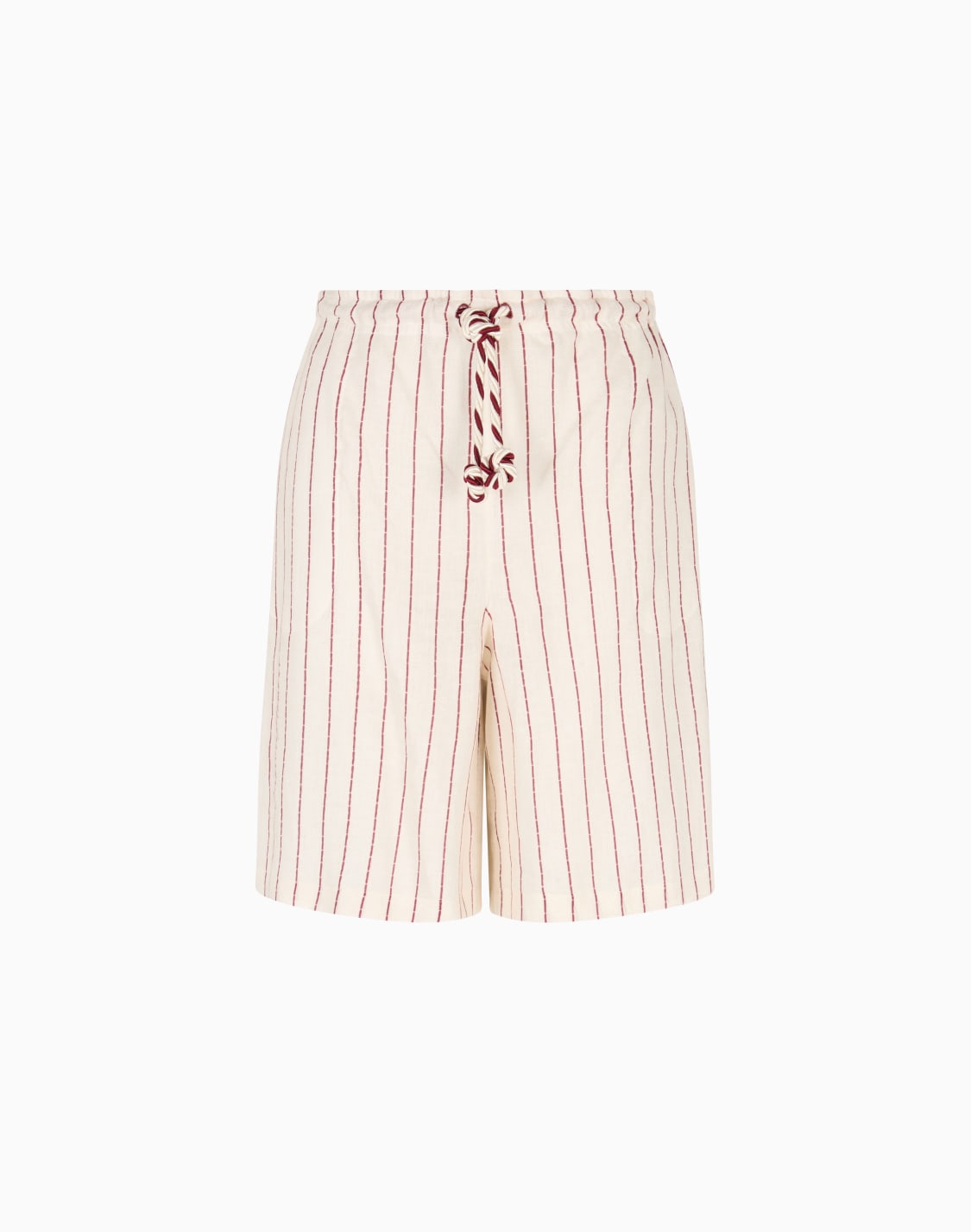 リゾトカプセルコレクション-ドロストリング-バミュダパンツ-リネン-ピンストライププリント-ホワイト--emporio-armani