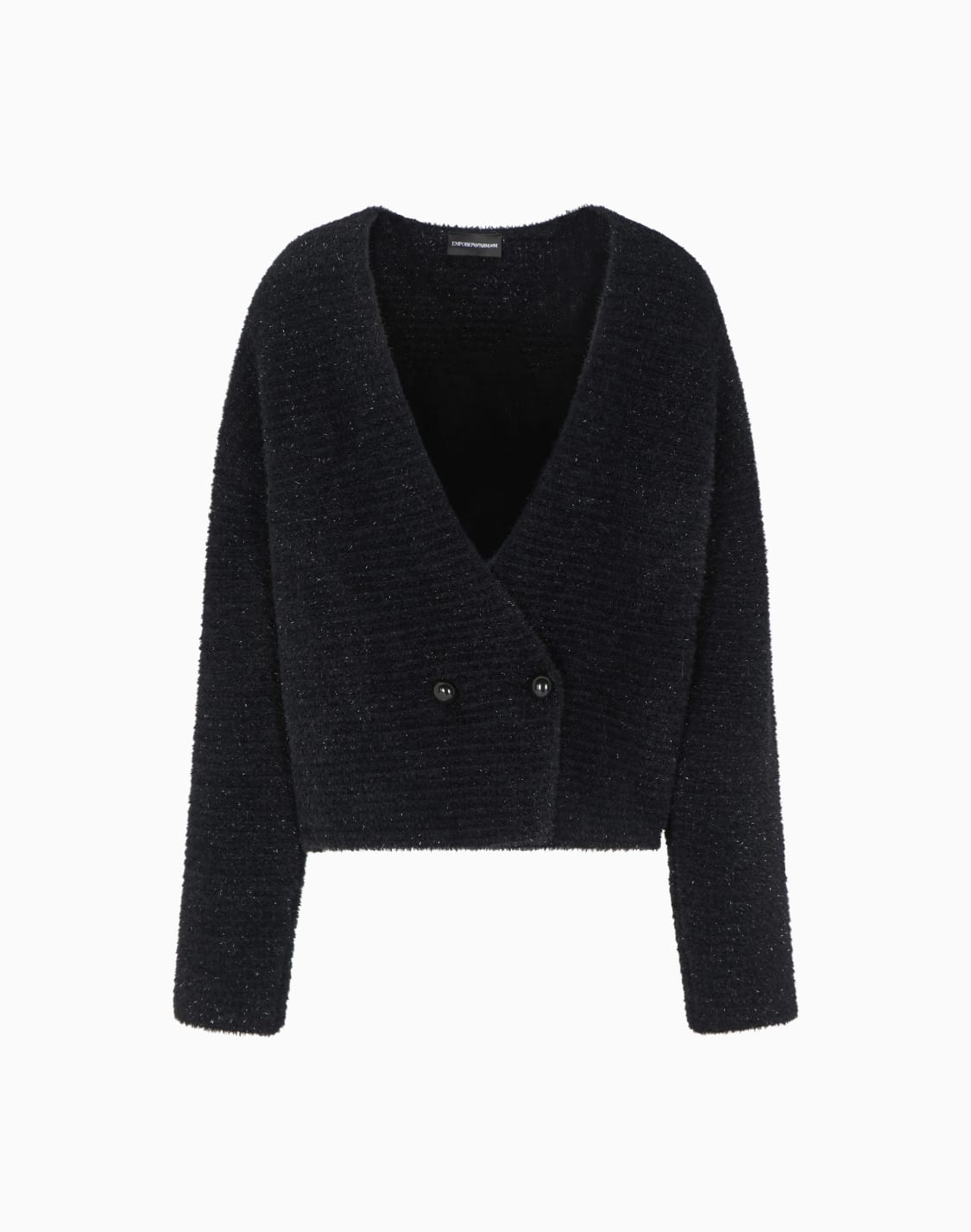 double-breasted-cardigan-in-a-lurex-links-stitch-knit-black--emporio-armani