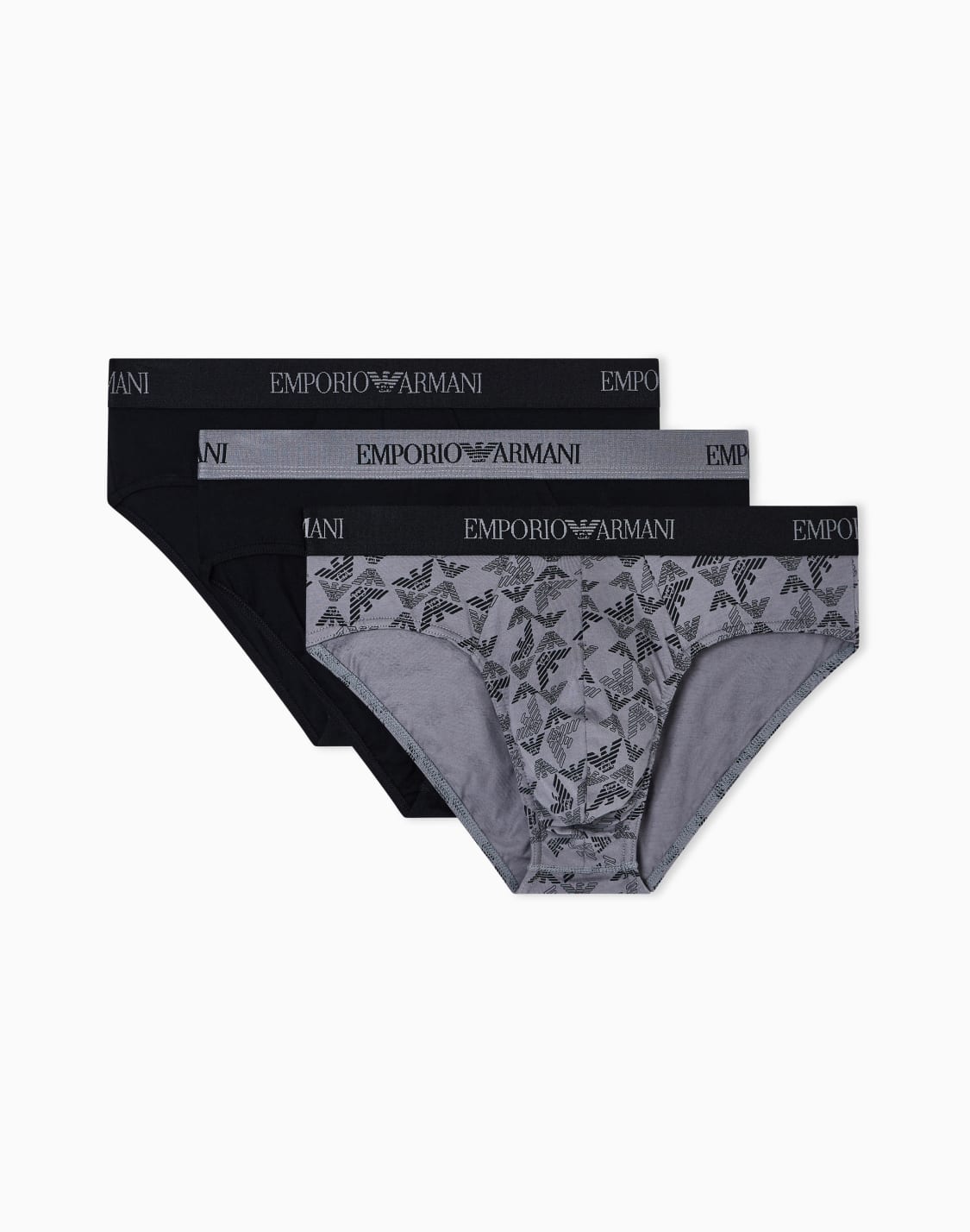 オンライン限定ブリフ3枚セット-ピュアコットン-ジャジ-ブラック--emporio-armani