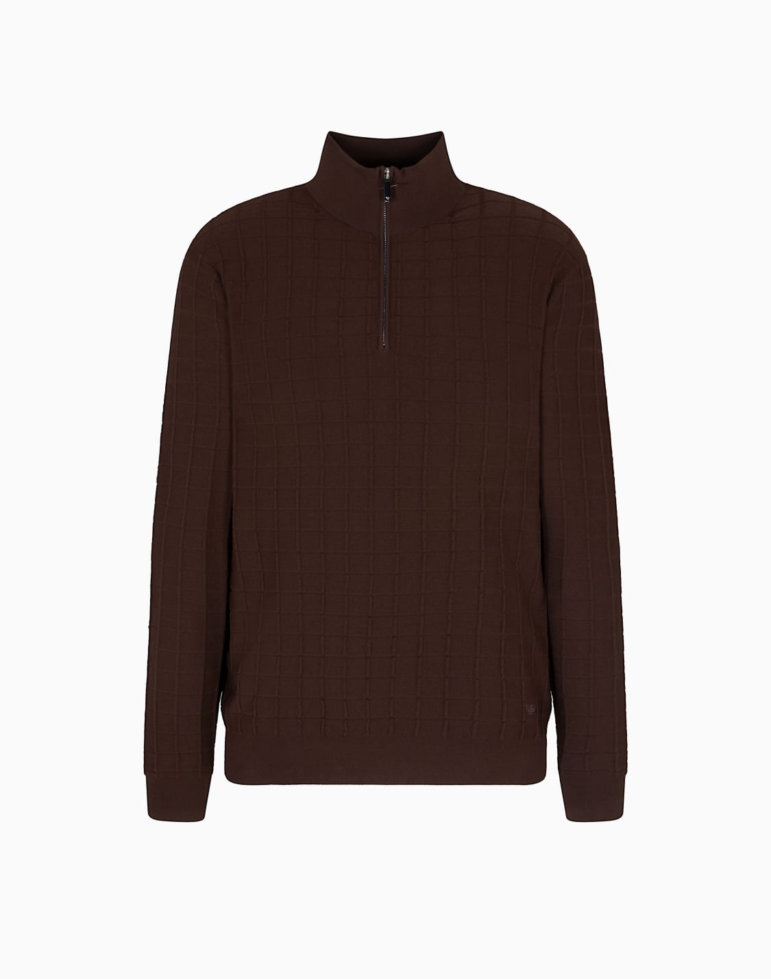 asv-mock-neck-jumper-in-a-check-knit-brown--emporio-armani