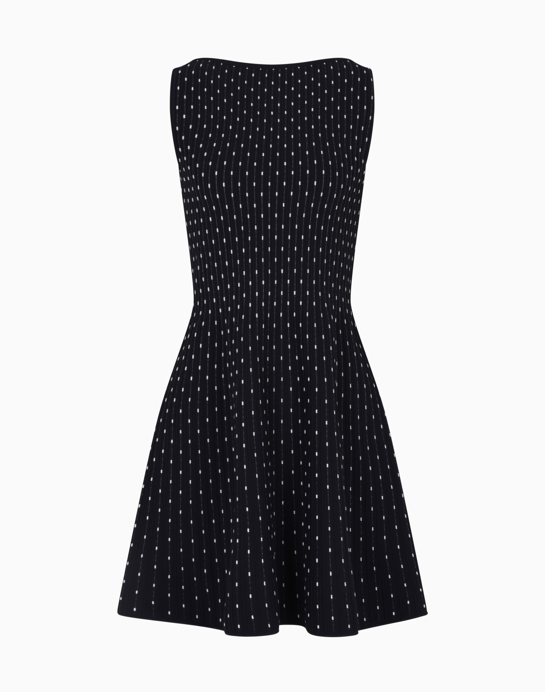 オンライン限定ショトドレス-ビスコス-プレンニット-ポルカドットジャカド-ブル--emporio-armani