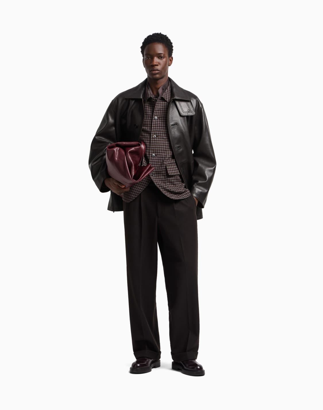 giacca-camicia-in-lana-follata-super-light-check-all-over-marrone--emporio-armani