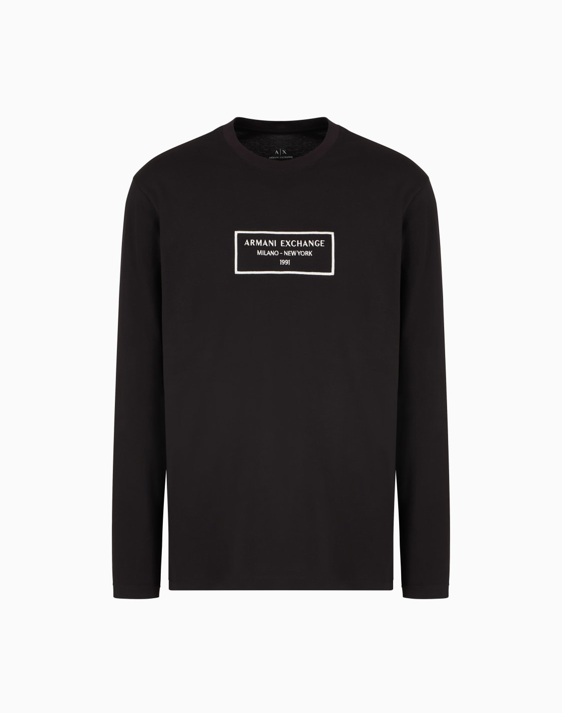 フレムロゴ-長袖クルネックtシャツ-ブラック--armani-exchange