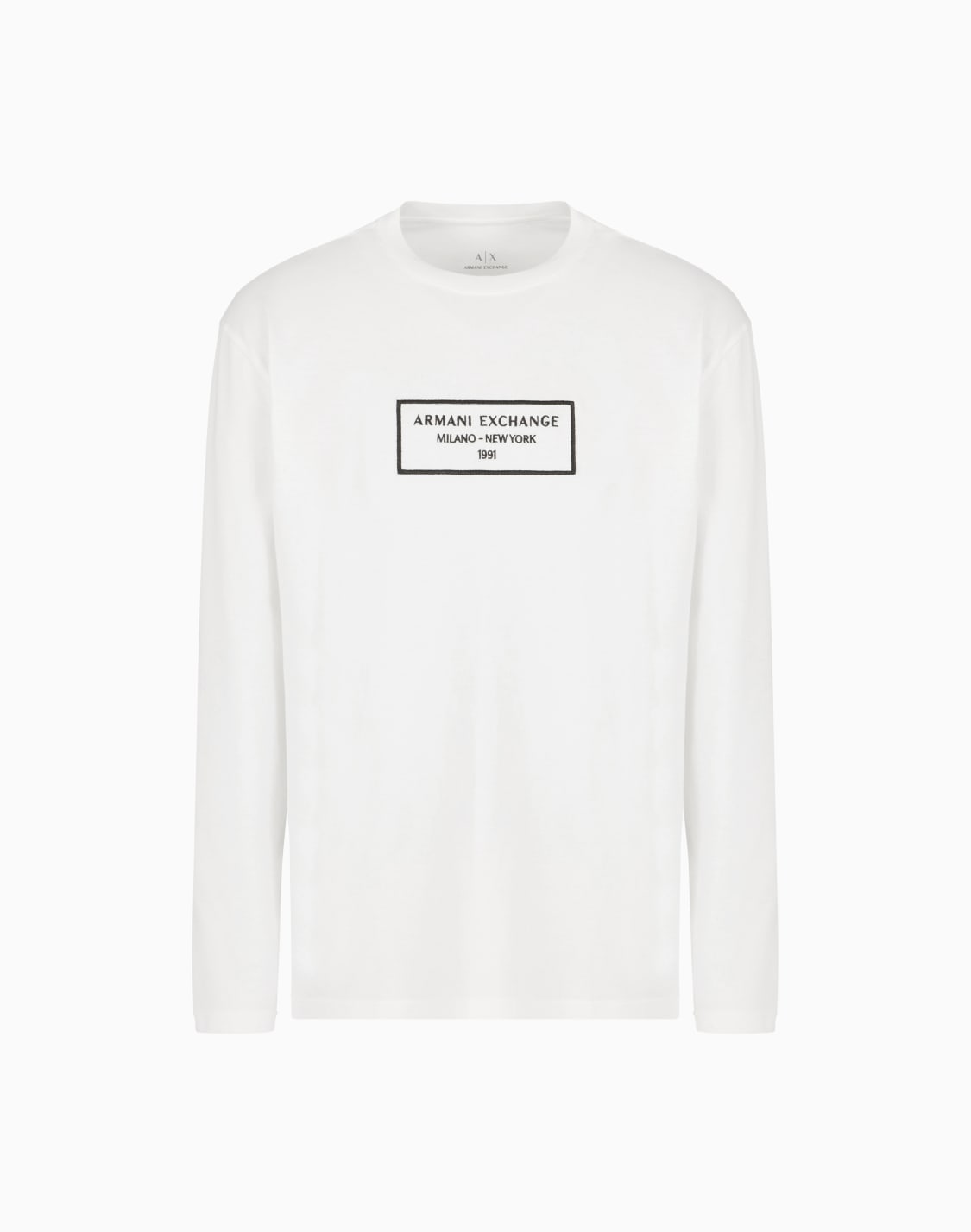 フレムロゴ-長袖クルネックtシャツ-ホワイト--armani-exchange