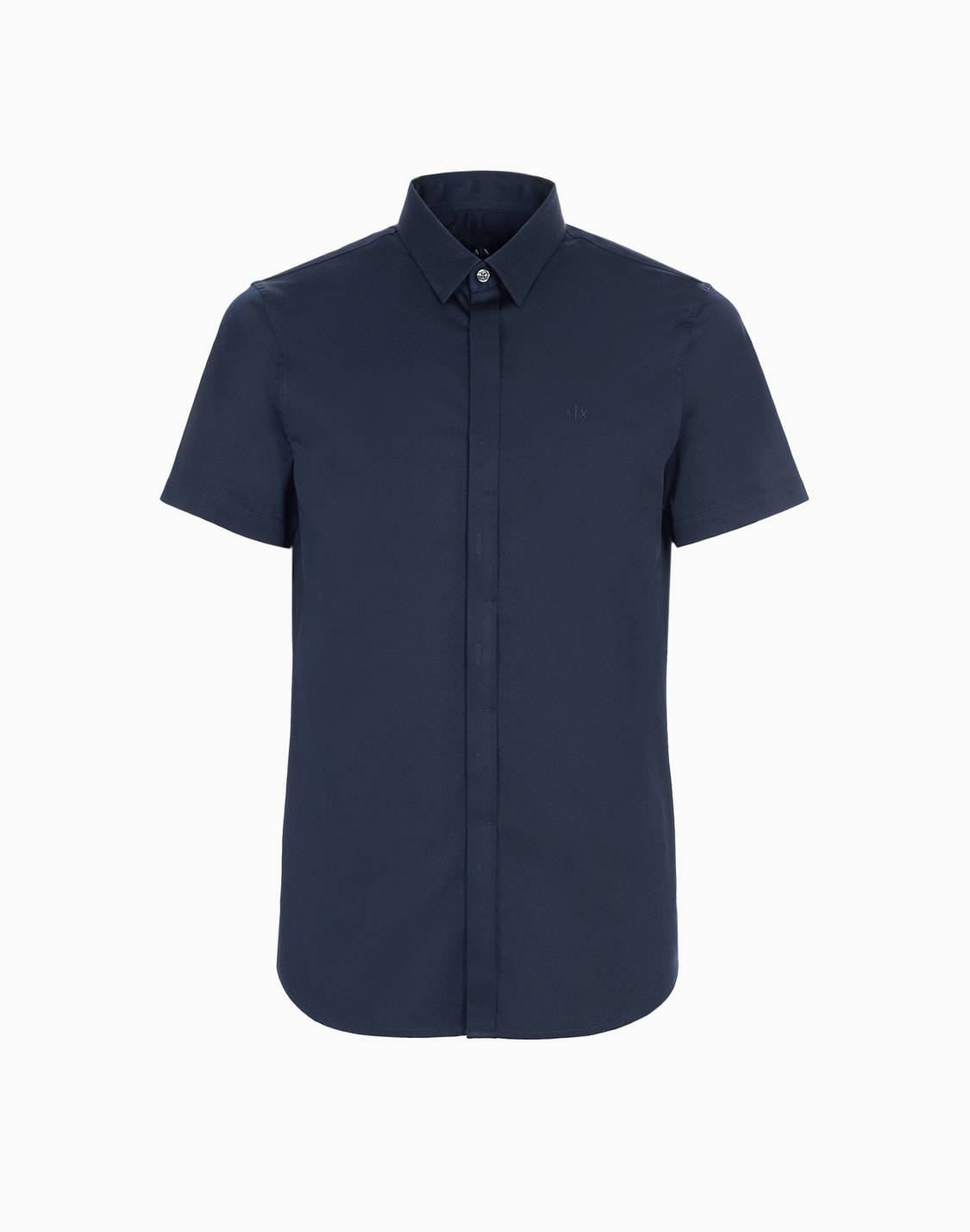 slim-fit-short-sleeve-shirt-in-stretch-satin-navy-blue--armani-exchange