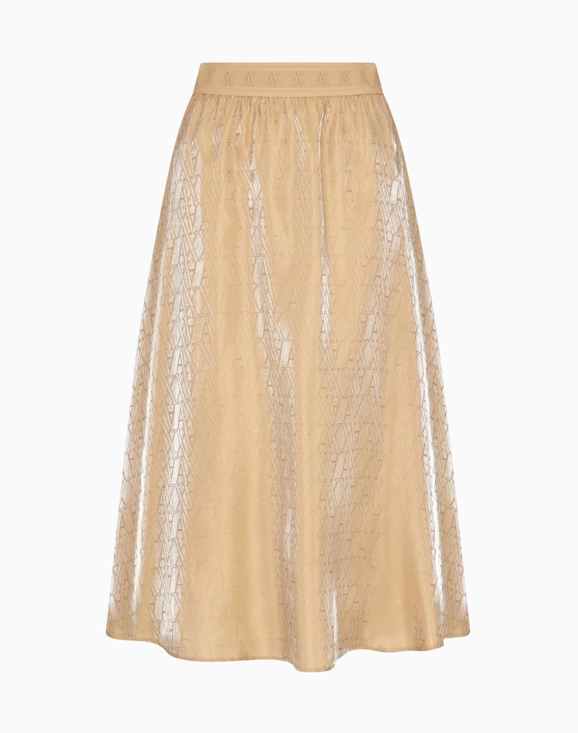 shiny-midi-skirt-beige--armani-exchange
