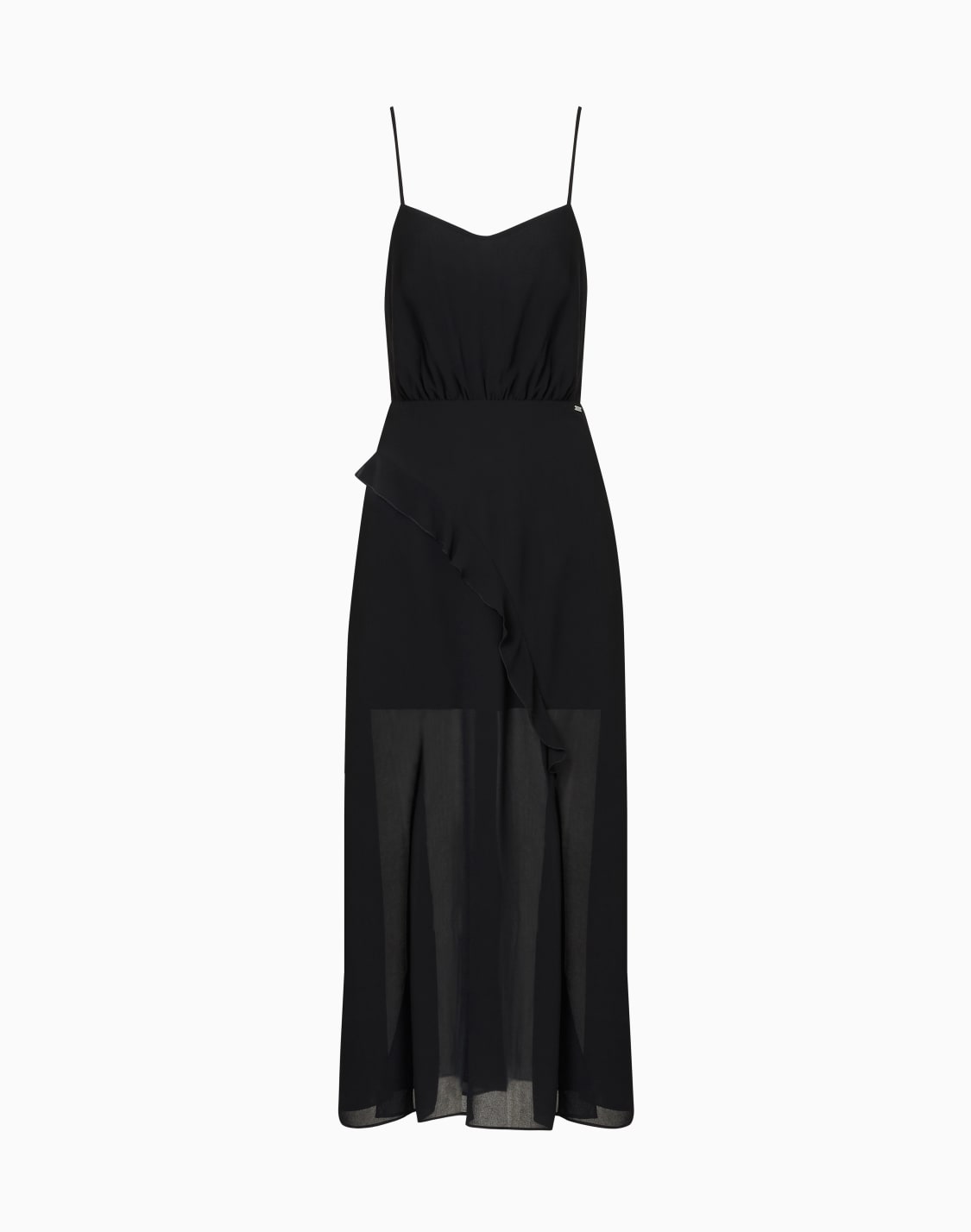 vestido-largo-con-abertura-en-crepe-negro--armani-exchange
