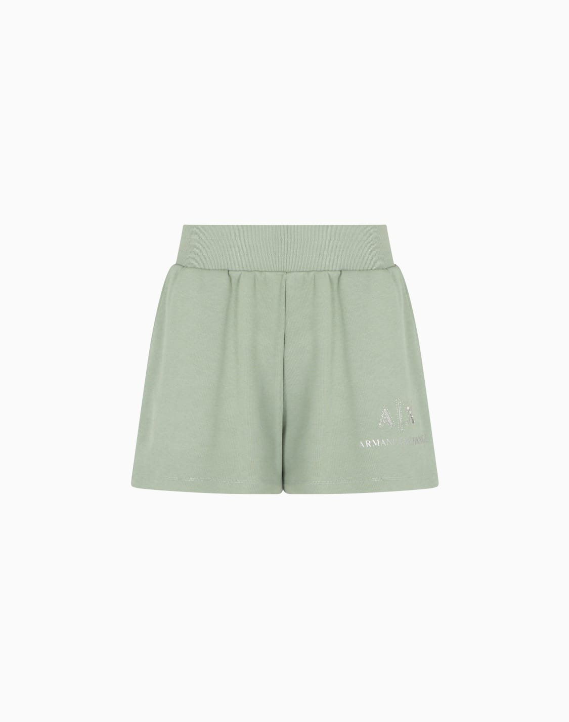 sweatshirt-shorts-with-logo-and-rhinestones-green--armani-exchange