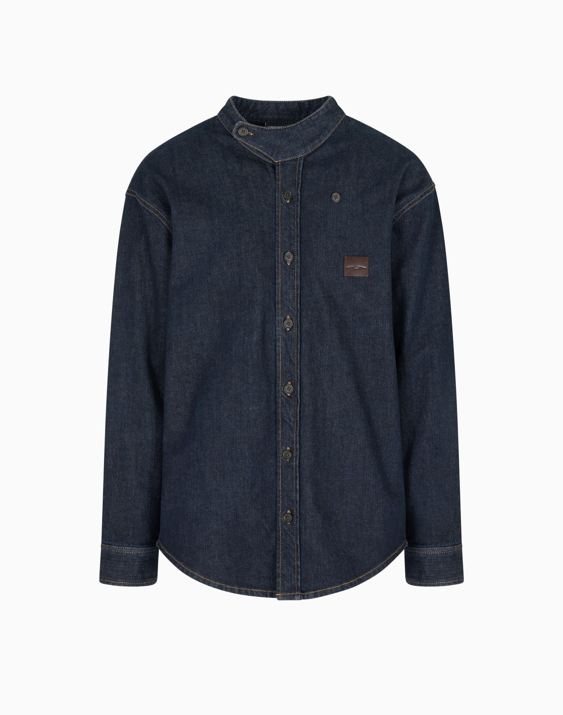 オンライン限定コンフォトフィットシャツ-デニム-マンダリンカラ-ブル--emporio-armani