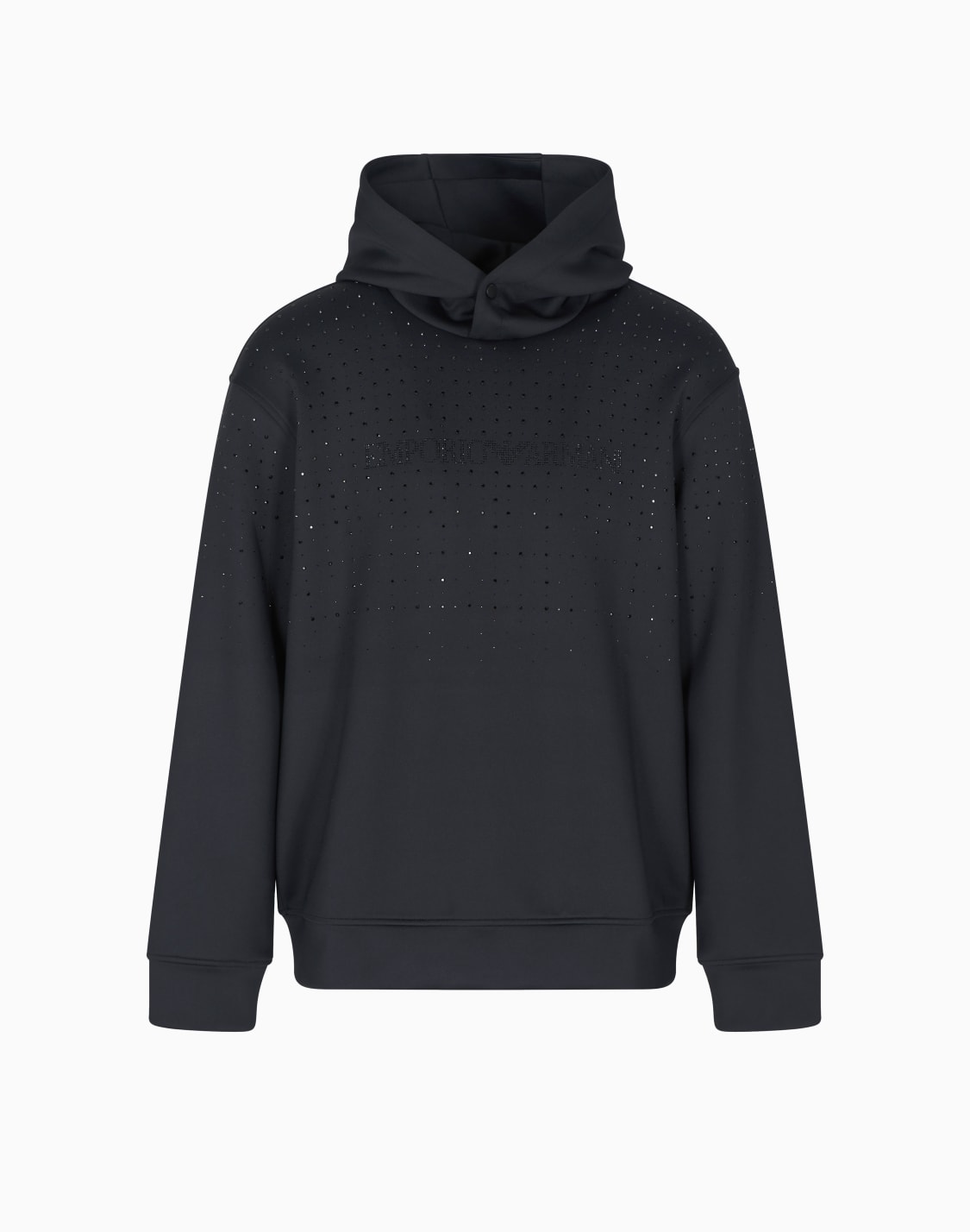 clubwear-フド付きスウェットシャツ-ダブルジャジ-ラインストン-ブラック--emporio-armani