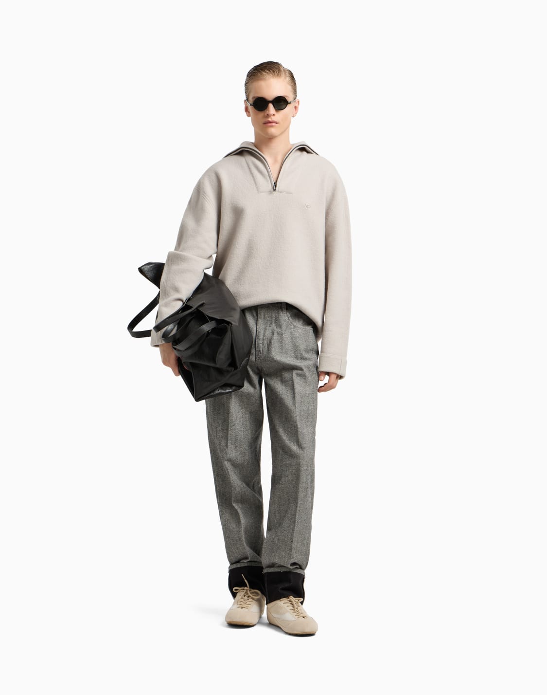 パシャルジップセタ-バジンウル-プラッシュニット-ベジュ--emporio-armani