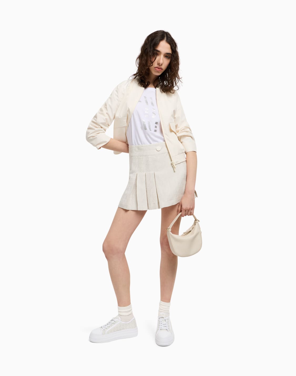 mini-skirt-in-fabric-with-allover-logo-white--armani-exchange