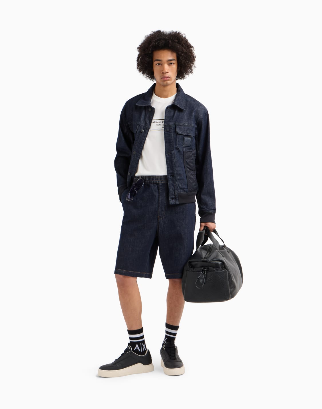 フレムロゴ-長袖クルネックtシャツ-ホワイト--armani-exchange