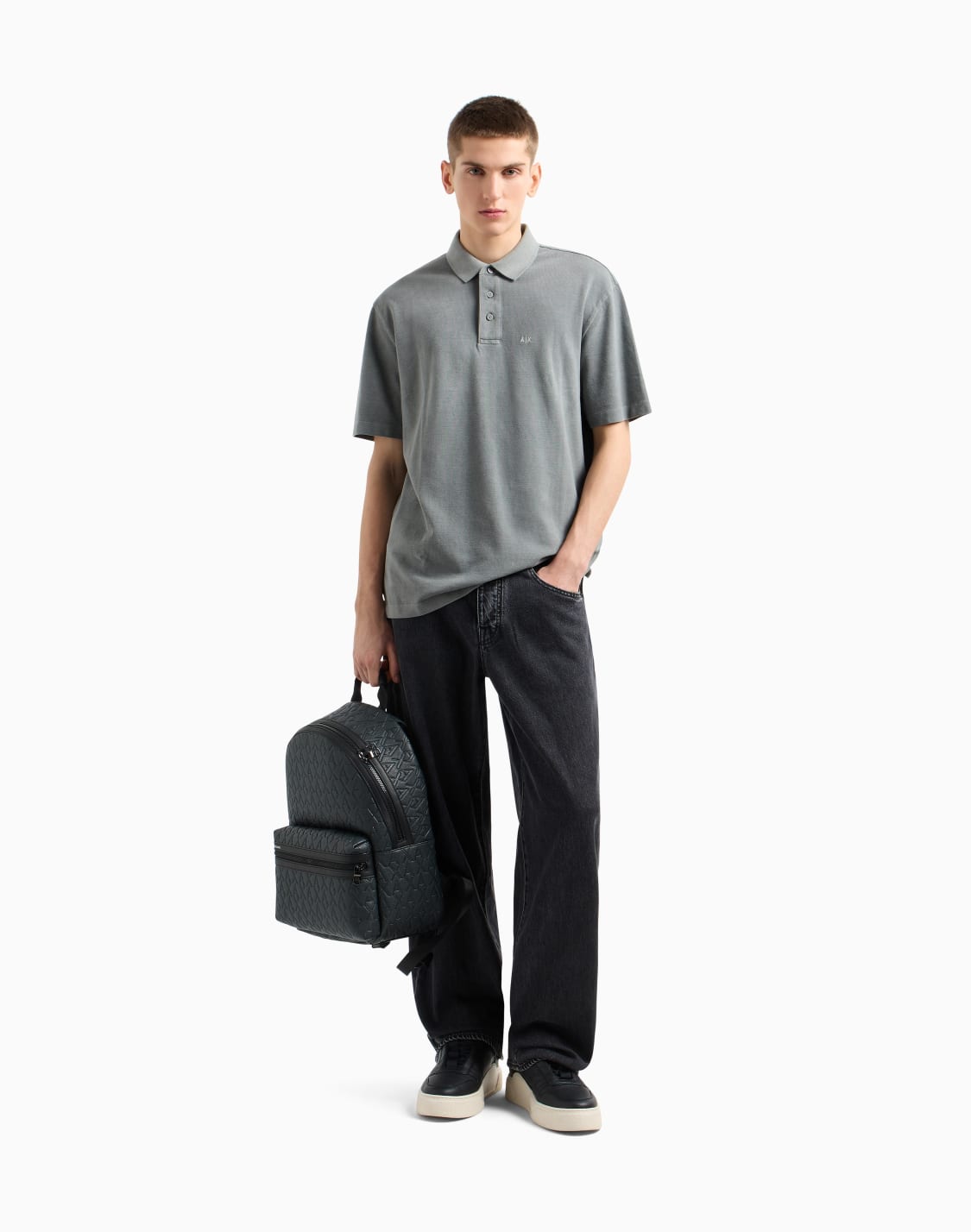 used-effect-cotton-piquet-polo-grey--armani-exchange