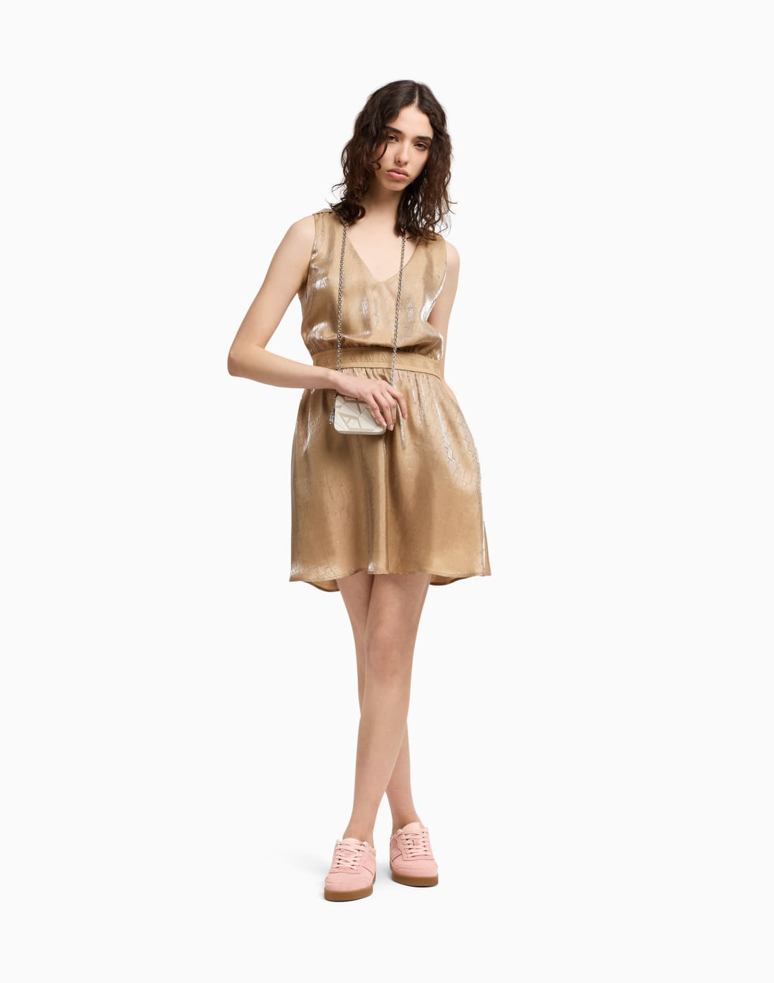 flared-dress-in-fabric-with-allover-logo-beige--armani-exchange
