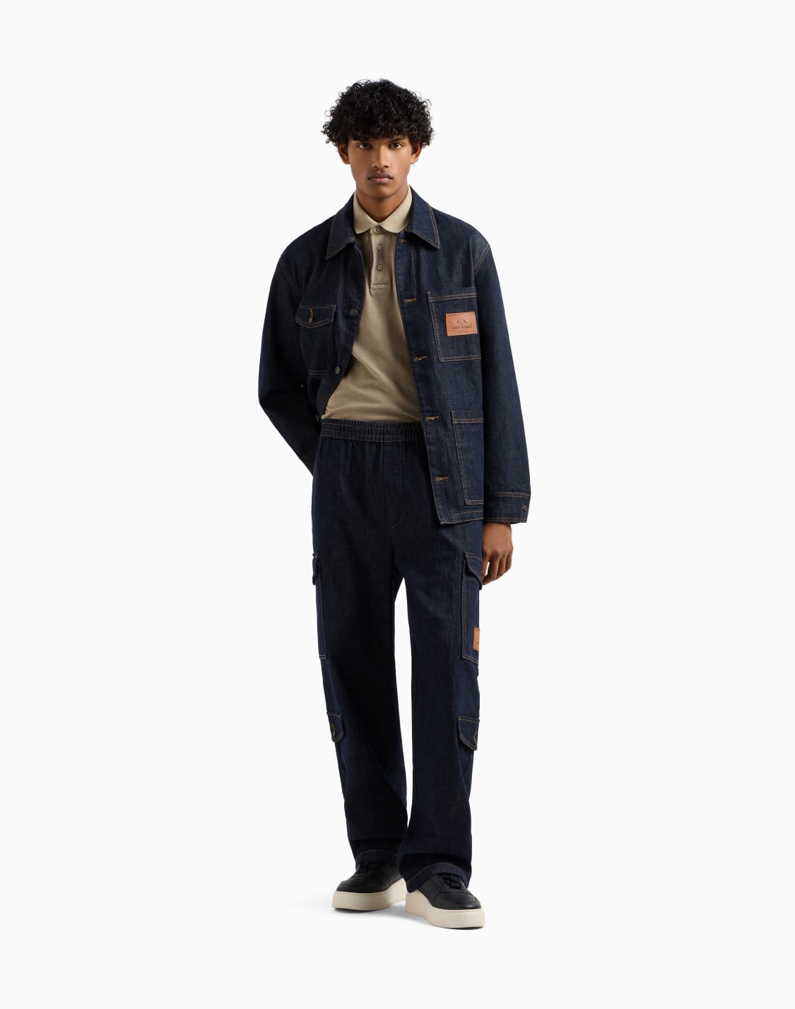 used-effect-cotton-piquet-polo-beige--armani-exchange