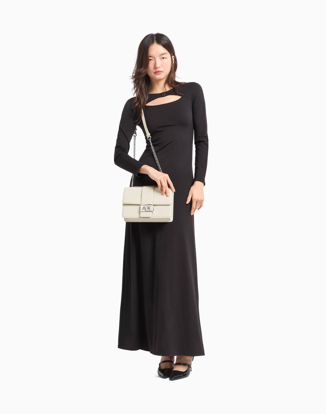 vestido-largo-con-corte-negro--armani-exchange