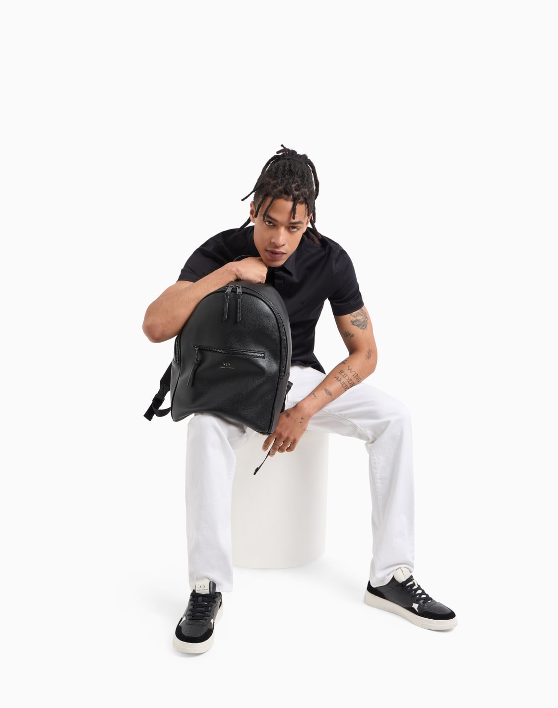 slim-fit-short-sleeve-shirt-in-stretch-satin-black--armani-exchange
